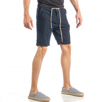 Pantaloni scurți pentru bărbați albastru marin din in it040518-59 4