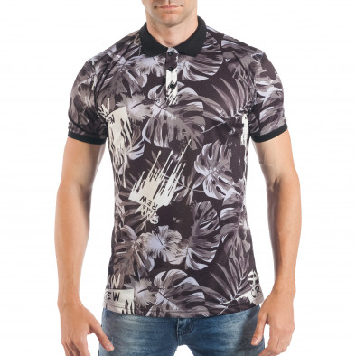 Tricou cu guler pentru bărbați cu imprimeu frunze tsf250518-3 3