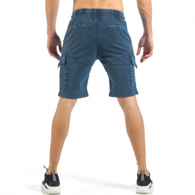 Pantaloni scurți de bărbați cu buzunare cargo în culoarea denim it260318-148 4