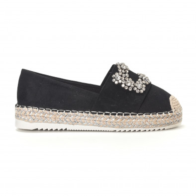 Espadrile de dama negre cu cataramă imitativă it230418-48 2