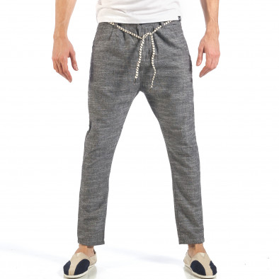 Pantaloni de bărbați gri cu șiret la talie it260318-109 2