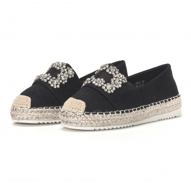 Espadrile de dama negre cu cataramă imitativă it230418-48 3