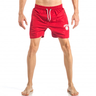 Costum de baie pentru bărbați roșu cu logo Marshall  it040518-85 2