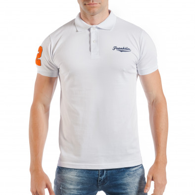 Tricou tip Polo shirt alb de bărbați cu număr 32 tsf250518-42 2
