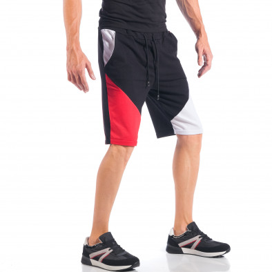 Pantaloni scurți pentru bărbați negri cu părți albe și roșii it050618-40 4