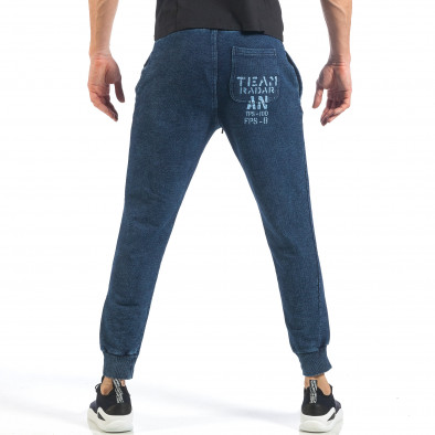 Pantaloni sport de bărbați culoare denim cu buzunar exterior în spate it260318-170 4