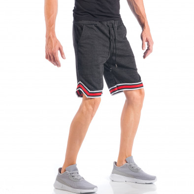 Pantaloni scurți de bărbați în carouri gri-negru cu manșete în 2 culori it050618-36 4