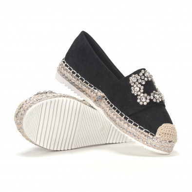 Espadrile de dama negre cu cataramă imitativă it230418-48 4