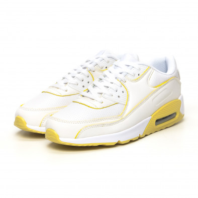 Pantofi sport de dama cu pernă de aer în alb și galben it051219-13 3