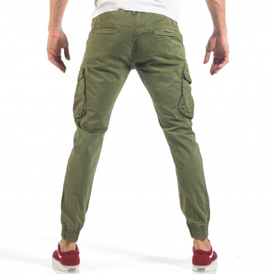 Pantaloni cargo de bărbați verzi cu manșete elastice it260318-105 4