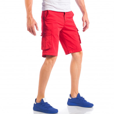 Pantaloni scurți de bărbați roșii cu buzunare cargo it050618-28 4
