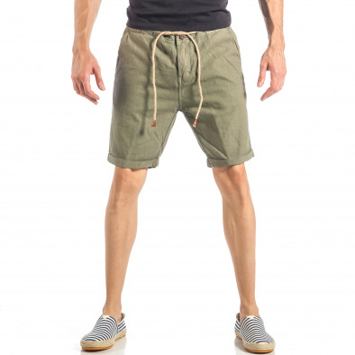 Pantaloni scurți pentru bărbați verzi din in it040518-60 2