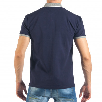 Tricou cu guler pentru bărbați albastru it260318-188 3