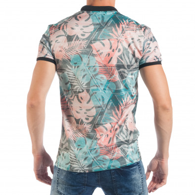 Tricou cu guler pentru bărbați cu imprimeu frunze tsf250518-45 3