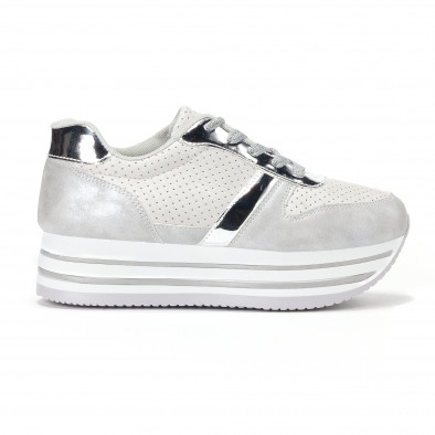 Pantofi sport de dama argintii cu platforma it160318-45 2