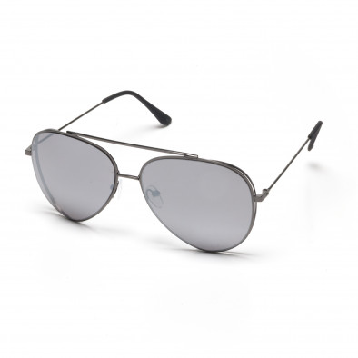 Ochelari de soare gri stil Aviator cu lențile Oglinda și rama dubla it250418-43 2