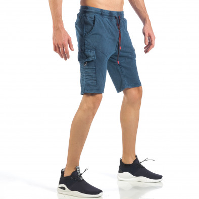 Pantaloni scurți de bărbați cu buzunare cargo în culoarea denim it260318-148 3