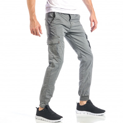 Pantaloni cargo de bărbați gri cu o imprimare mica it040518-21 4