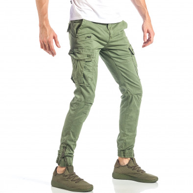 Pantaloni cargo pentru bărbați verzi cu patch-uri it040518-22 4