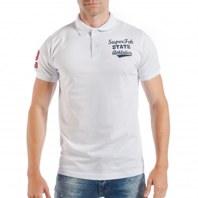 Tricou alb de bărbați Pique cu număr 2 tsf250518-40 2