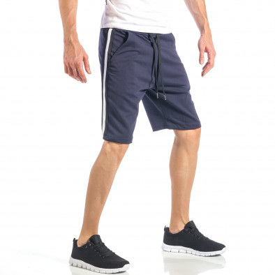 Pantaloni scurți pentru bărbați albaștri cu banda în 2 culori it040518-55 3