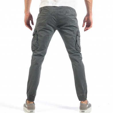 Pantaloni cargo de bărbați gri cu manșete elastice it260318-102 4