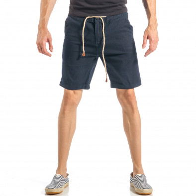 Pantaloni scurți pentru bărbați albastru marin din in it040518-59 2