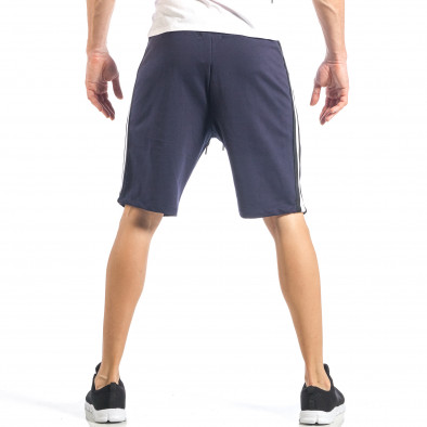 Pantaloni scurți pentru bărbați albaștri cu banda în 2 culori it040518-55 4