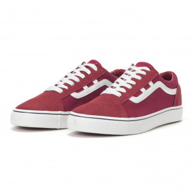 Teniși tip Old Skool de bărbați din pânză culoarea bordo it160318-28 3