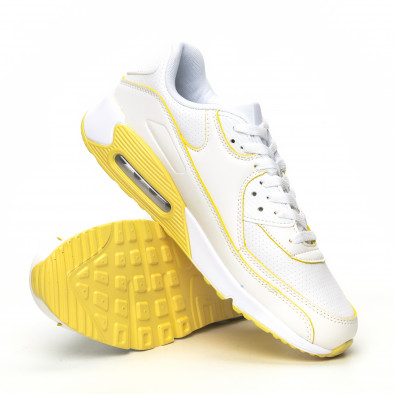 Pantofi sport de dama cu pernă de aer în alb și galben it051219-13 4