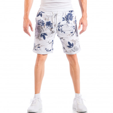 Pantaloni scurți pentru bărbați albi cu flori it050618-35 3