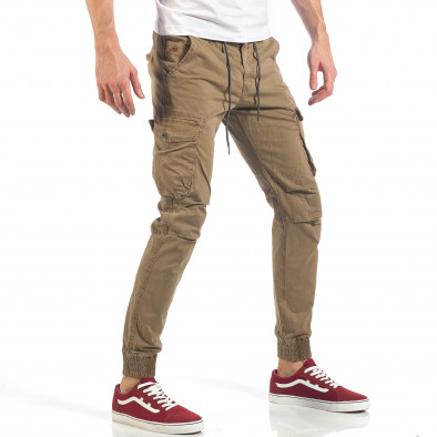 Pantaloni cargo de bărbați kaki cu manșete elastice it260318-104 3
