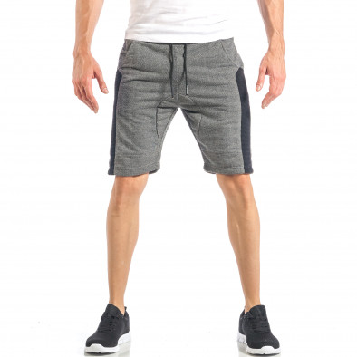 Pantaloni scurți pentru bărbați gri cu pliuri pe lateral it040518-54 2