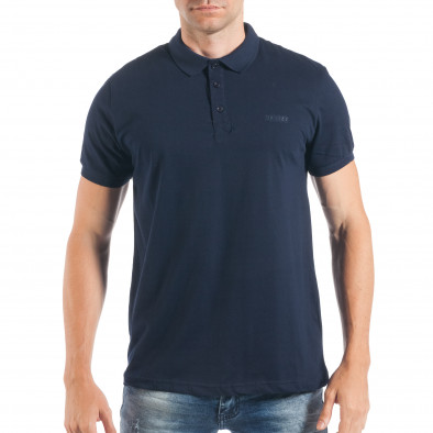 Tricou cu guler albastru marin basic pentru bărbați  tsf250518-31 2