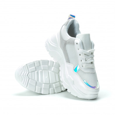 Pantofi sport pentru dama în alb-gri cu talpă groasă  it250119-37 4