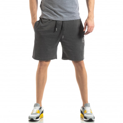 Pantaloni sport scurți de bărbați gri cu efect decolorat it210319-64 2