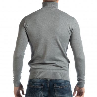 Pulover gri pentru bărbați din tricot fin cu guler rulat  it261018-104 3