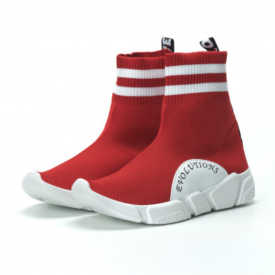 Pantofi sport de dama roșii tip șosetă cu accente it250119-58 5