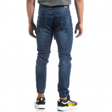 Jogger Jeans albaștri de bărbați stil rocker it170819-60 3