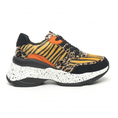 Pantofi sport de dama design Patchwork cu leopard it281019-22 2