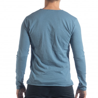 Bluză în albastru V-neck pentru bărbați  it040219-85 3