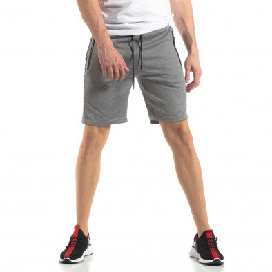 Pantaloni sport scurți gri cu benzi de bărbați it210319-61 3