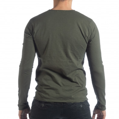 Bluză în verde militar V-neck pentru bărbați  it040219-84 3