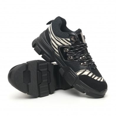 Pantofi sport de dama tip Hiker negru și zebră it281019-28 5