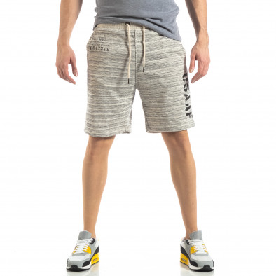 Pantaloni sport scurți de bărbați în melanj alb it210319-63 3