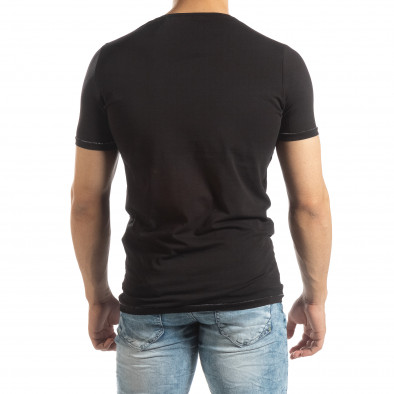 Tricou negru de bărbați cu imprimeu cauciucat it150419-77 3