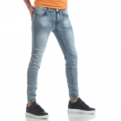 Washed Slim Jeans albaștri pentru bărbați it040219-13 2