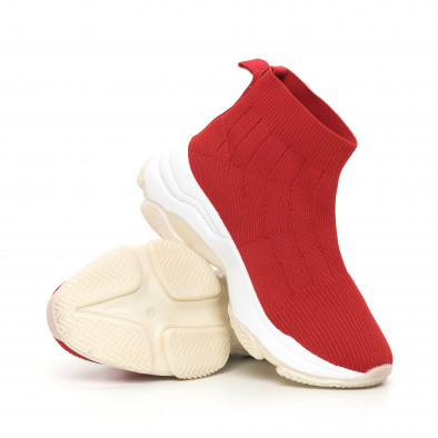 Pantofi sport de dama Slip-on din țesătură roșie it130819-48 4