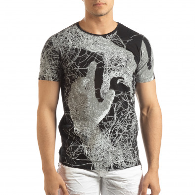 Tricou negru de bărbați cu imprimeu figural it150419-75 2
