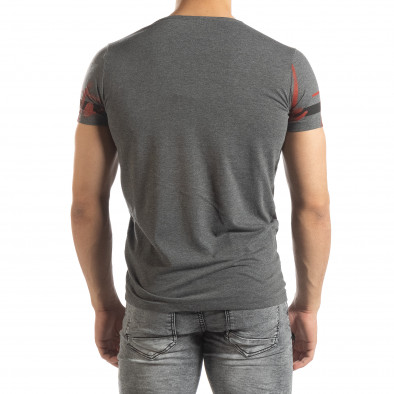 Tricou de bărbați melanj gri cu imprimeu it150419-102 3